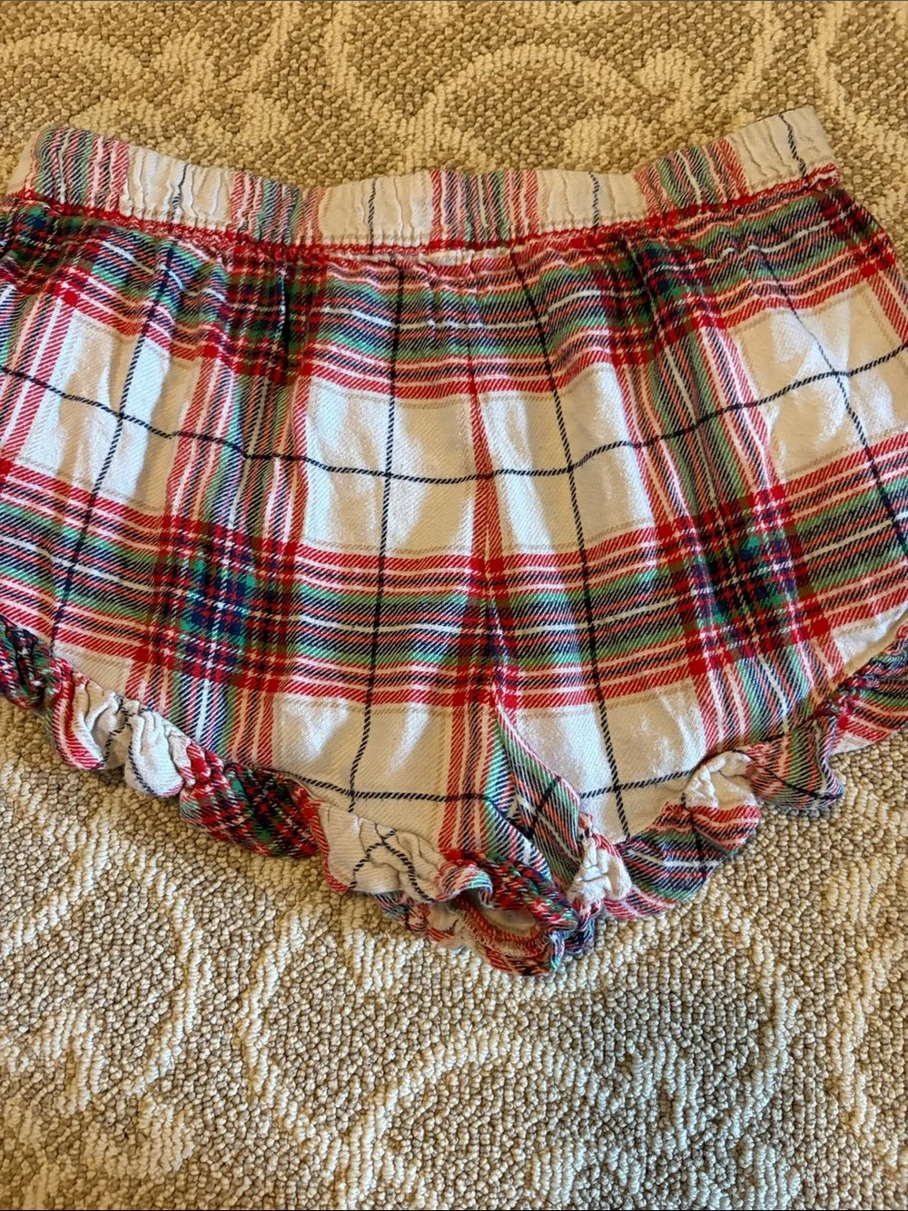 aerie Plaid Ruffle Skort - Red, White & Green
